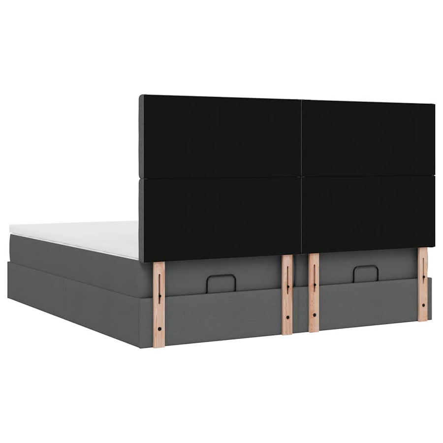 Ottoman bed met matrassen en LED's 200x200cm stof donkergrijs
