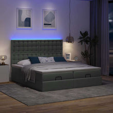 Ottoman bed met matrassen en LED's 200x200cm stof donkergrijs