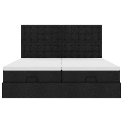 Ottoman bed met matrassen en LED's 200x200cm stof zwart
