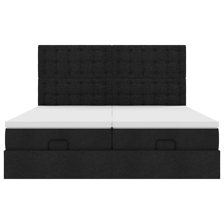 Ottoman bed met matrassen en LED's 200x200cm stof zwart