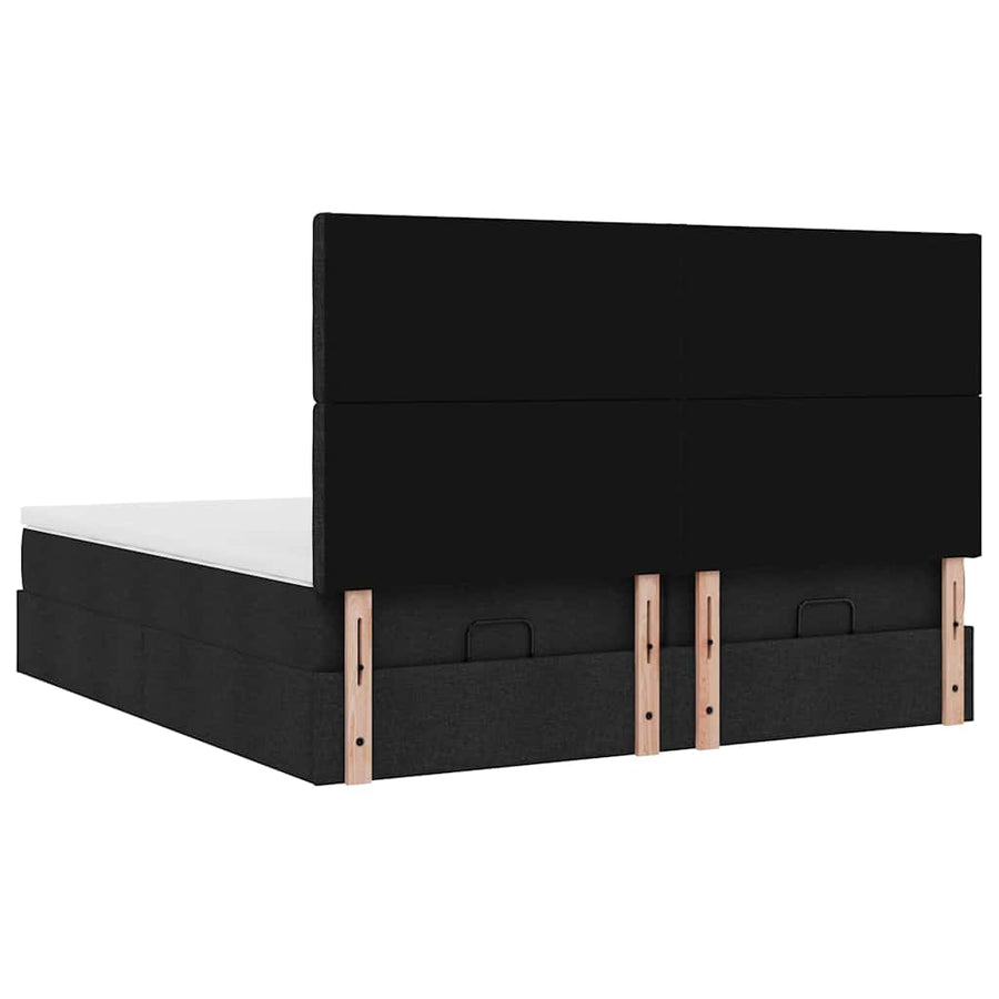Ottoman bed met matrassen en LED's 200x200cm stof zwart