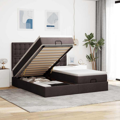 Ottoman bed met matrassen en LED's 200x200cm stof donkerbruin
