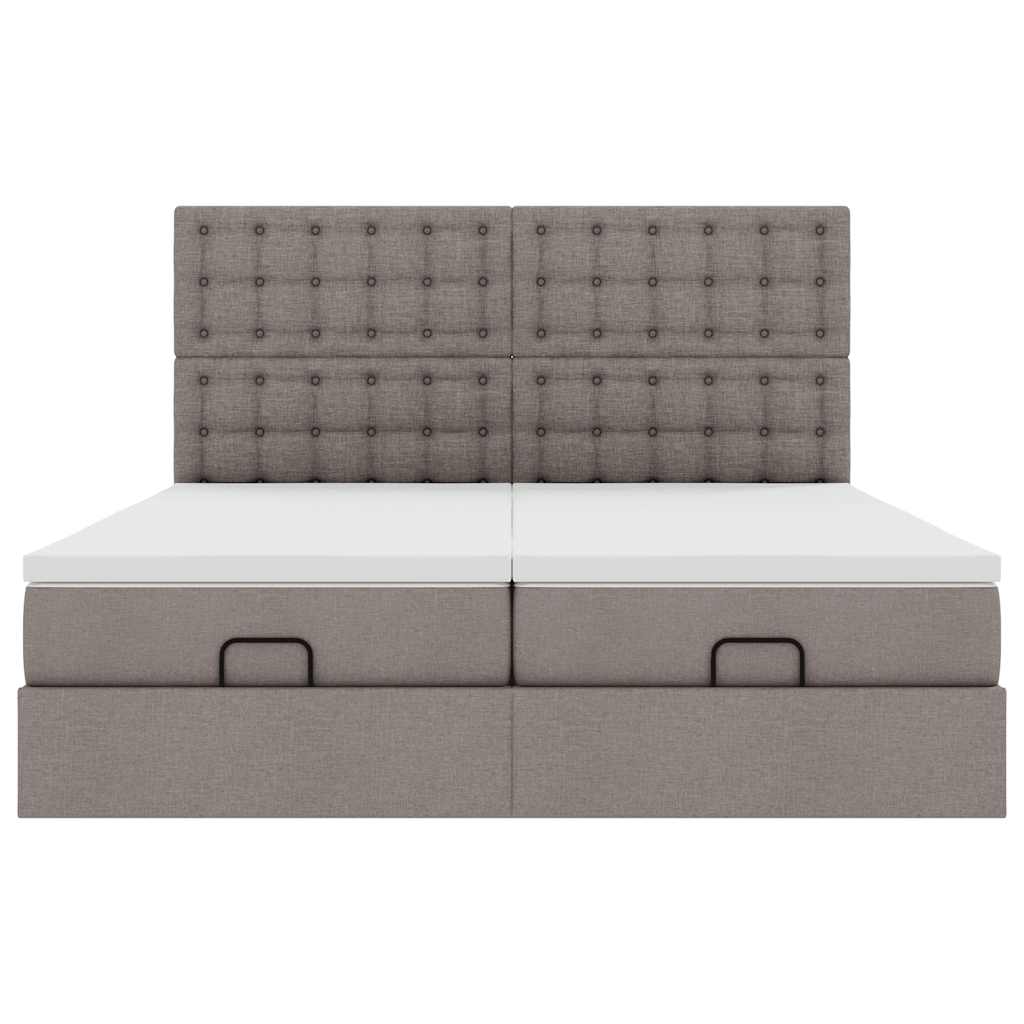 Ottoman bed met matrassen en LED's 200x200cm stof taupe