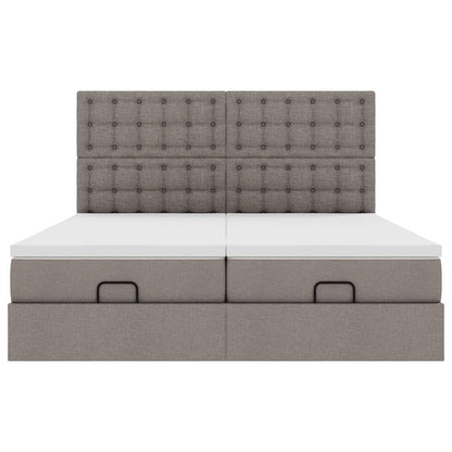 Ottoman bed met matrassen en LED's 200x200cm stof taupe
