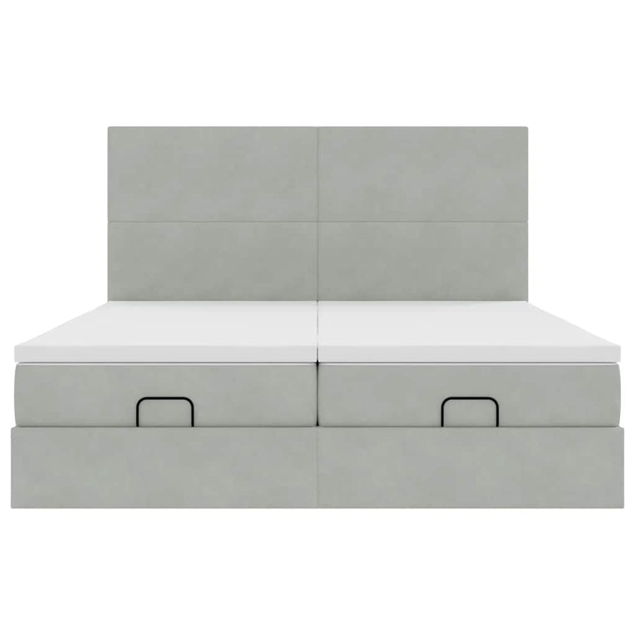 Ottoman bed met matrassen en LED's 160x200cm fluweel lichtgrijs