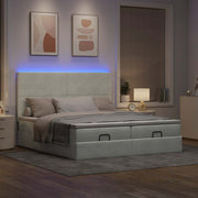 Ottomaans bed 160x200 cm fluweel lichtgrijs