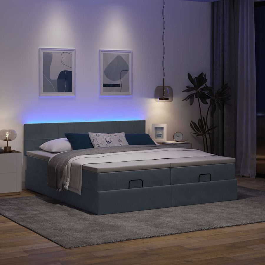 Ottoman bed met matrassen en LED's 160x200cm fluweel