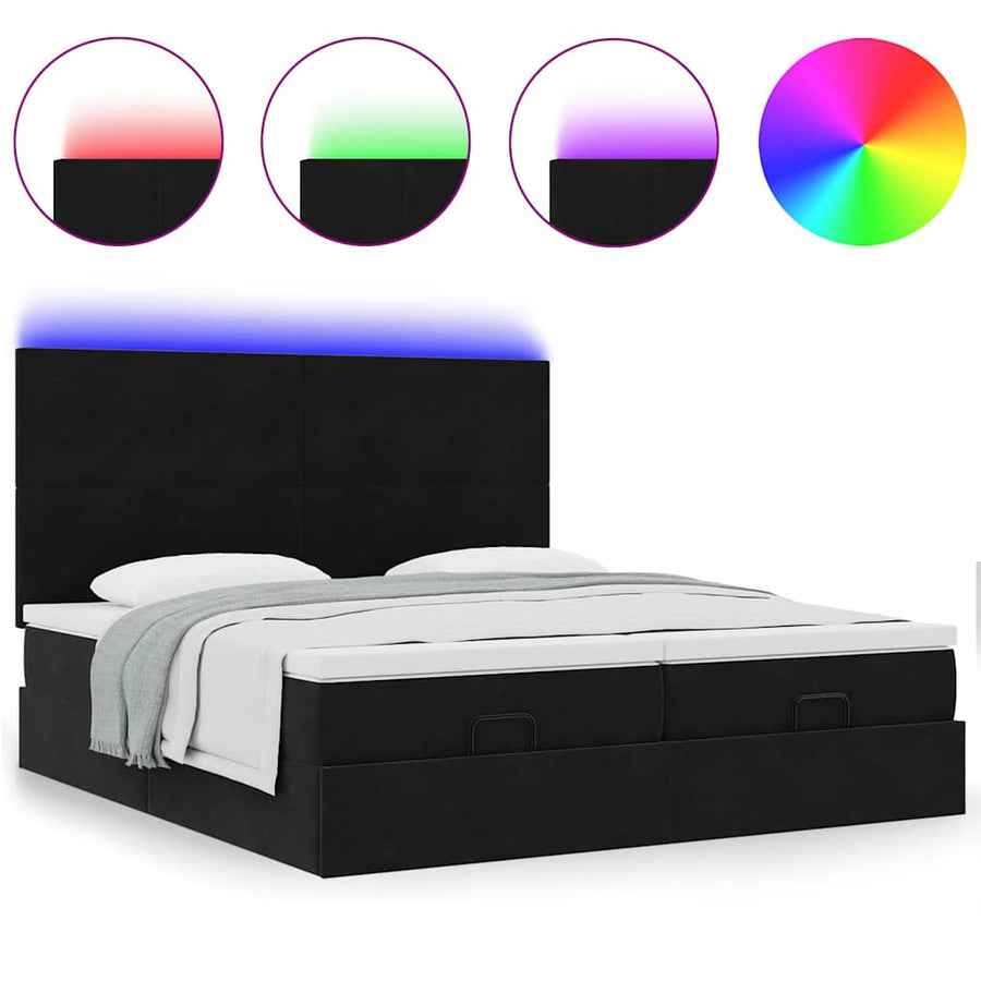 Ottoman bed met matrassen en LED's 160x200cm fluweel zwart