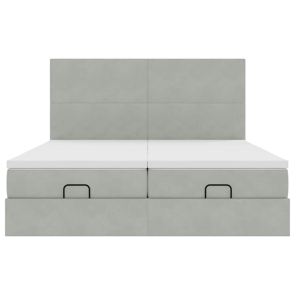 Ottoman bed met matrassen en LED's 180x200cm fluweel lichtgrijs
