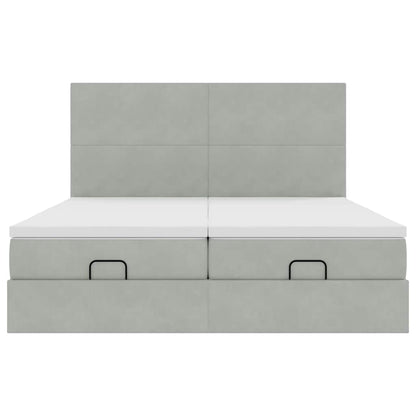 Ottoman bed met matrassen en LED's 180x200cm fluweel lichtgrijs
