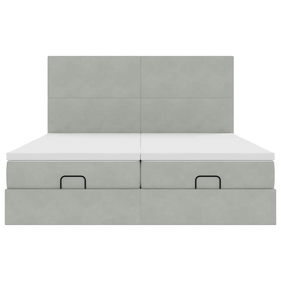 Ottoman bed met matrassen en LED's 180x200cm fluweel lichtgrijs