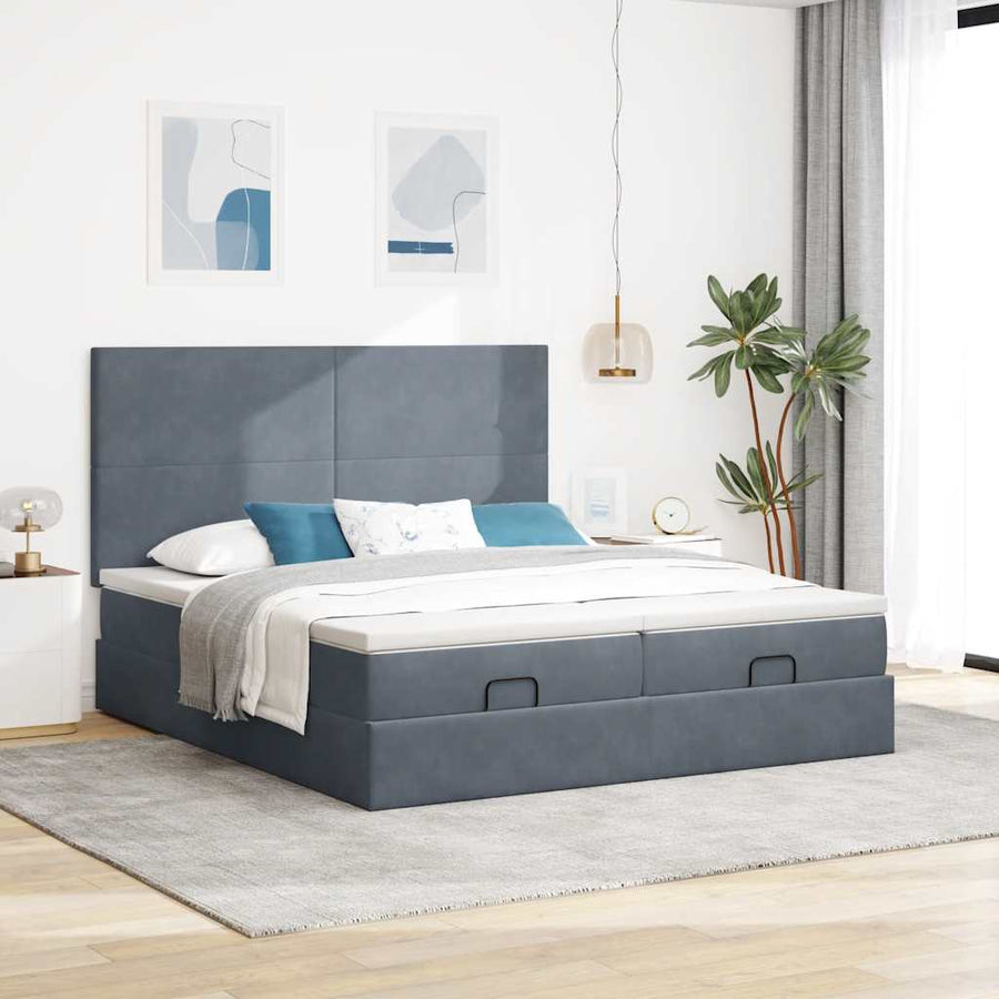 Ottoman bed met matrassen en LED's 180x200cm fluweel
