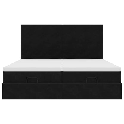 Ottoman bed met matrassen en LED's 180x200cm fluweel zwart