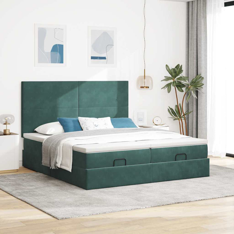 Ottoman bed met matrassen en LED's 180x200cm fluweel