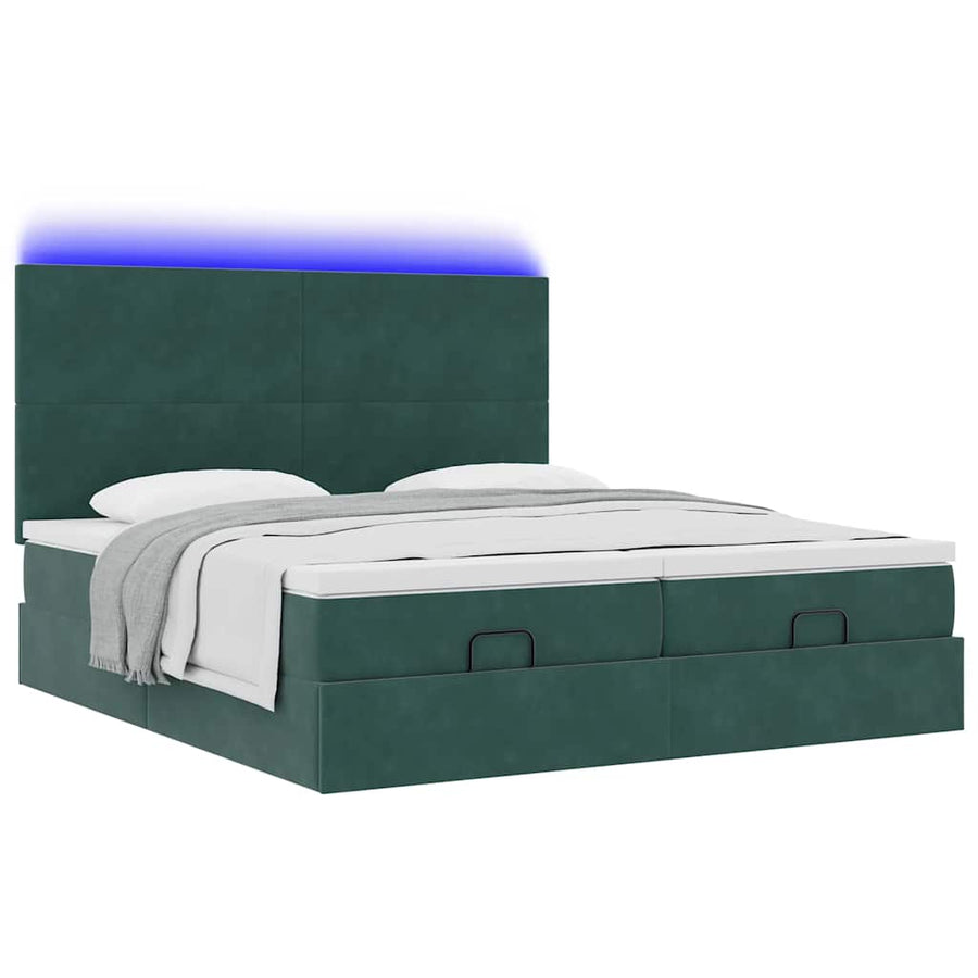 Ottoman bed met matrassen en LED's 180x200cm fluweel