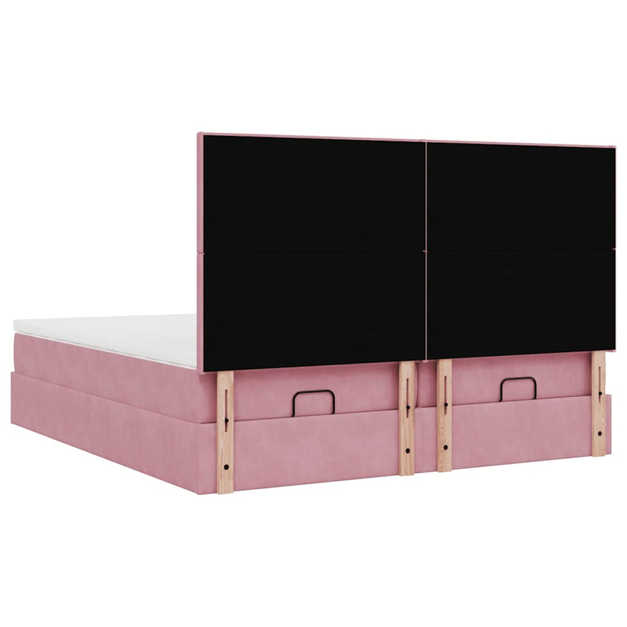 Ottoman bed met matrassen en LED's 180x200cm fluweel roze