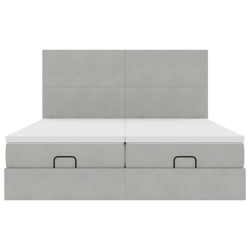 Ottoman bed met matrassen en LED's 200x200cm fluweel lichtgrijs