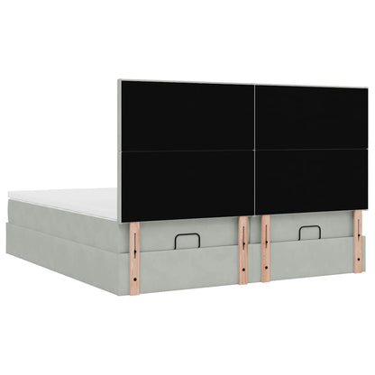 Ottoman bed met matrassen en LED's 200x200cm fluweel lichtgrijs