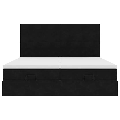 Ottoman bed met matrassen en LED's 200x200cm fluweel zwart