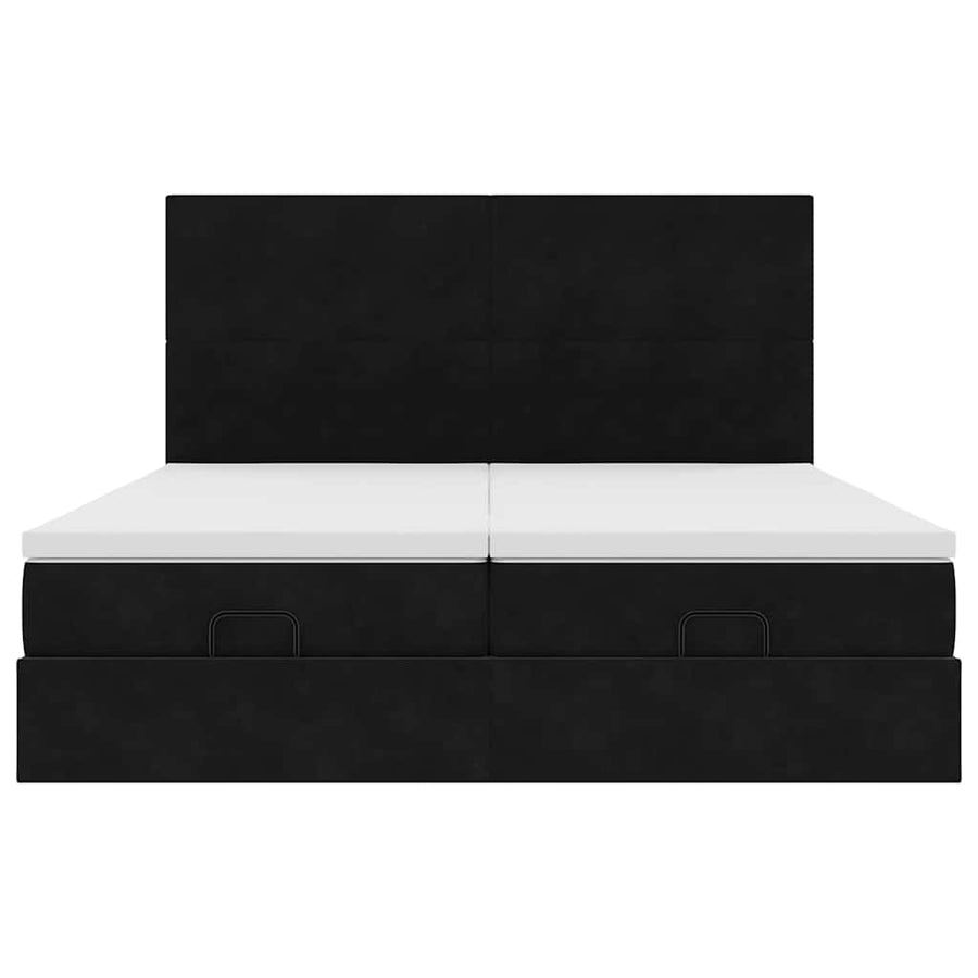 Ottoman bed met matrassen en LED's 200x200cm fluweel zwart