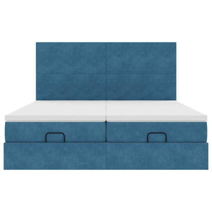 Bed poef met matrassen en leds 200x200 cm fluweel donkerblauw