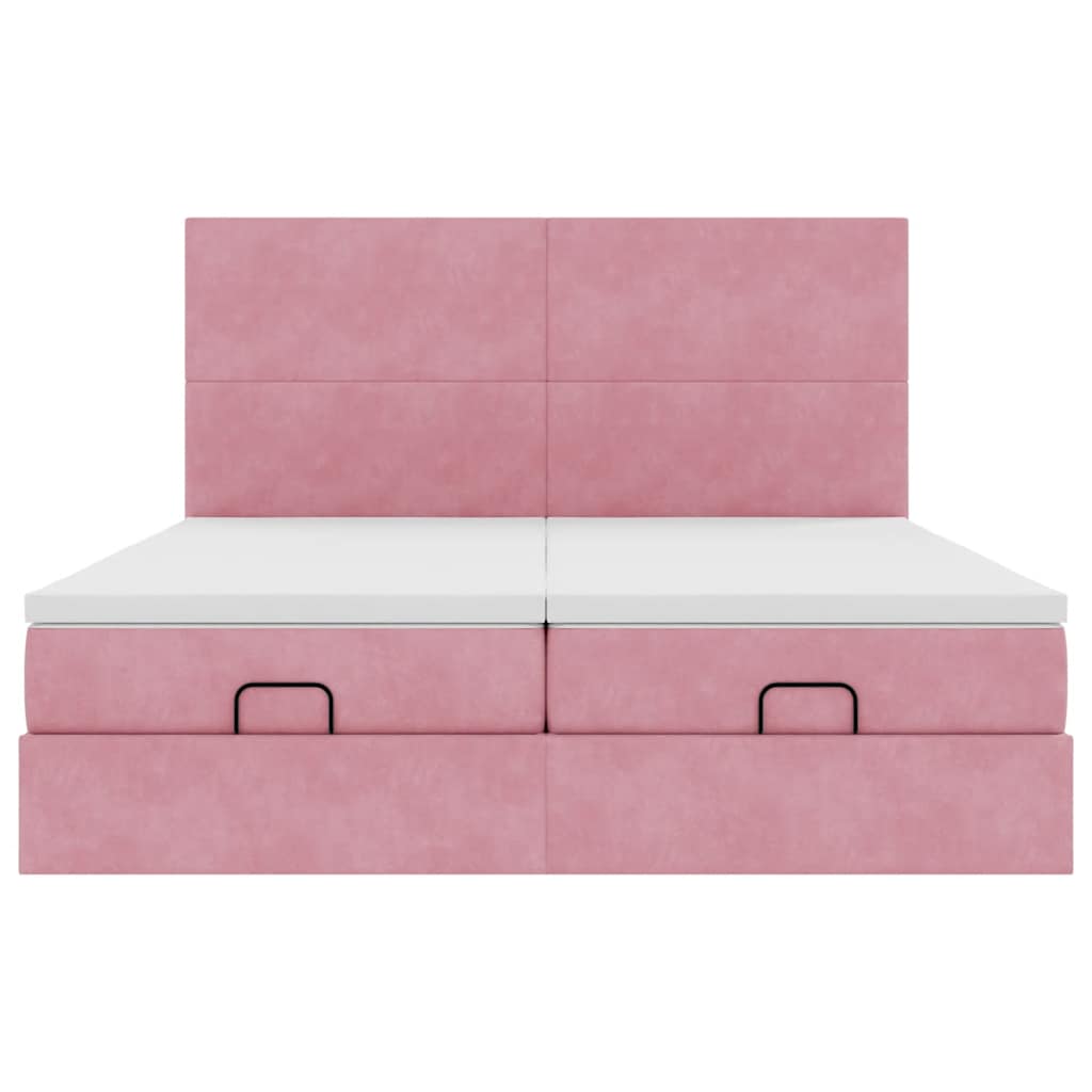 Ottoman bed met matrassen en LED's 200x200cm fluweel roze