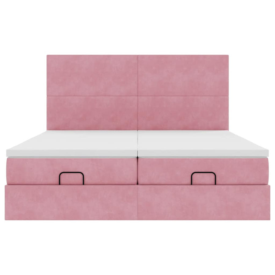 Ottoman bed met matrassen en LED's 200x200cm fluweel roze