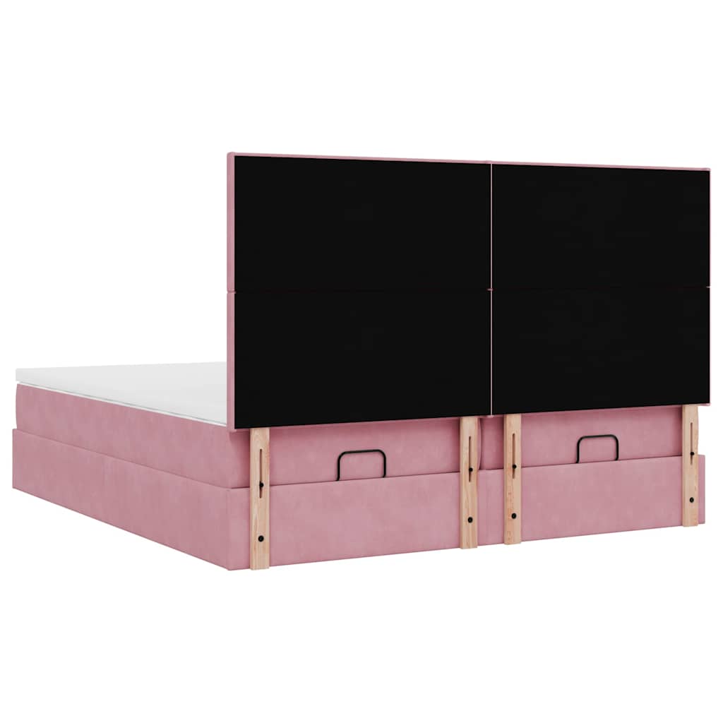Ottoman bed met matrassen en LED's 200x200cm fluweel roze