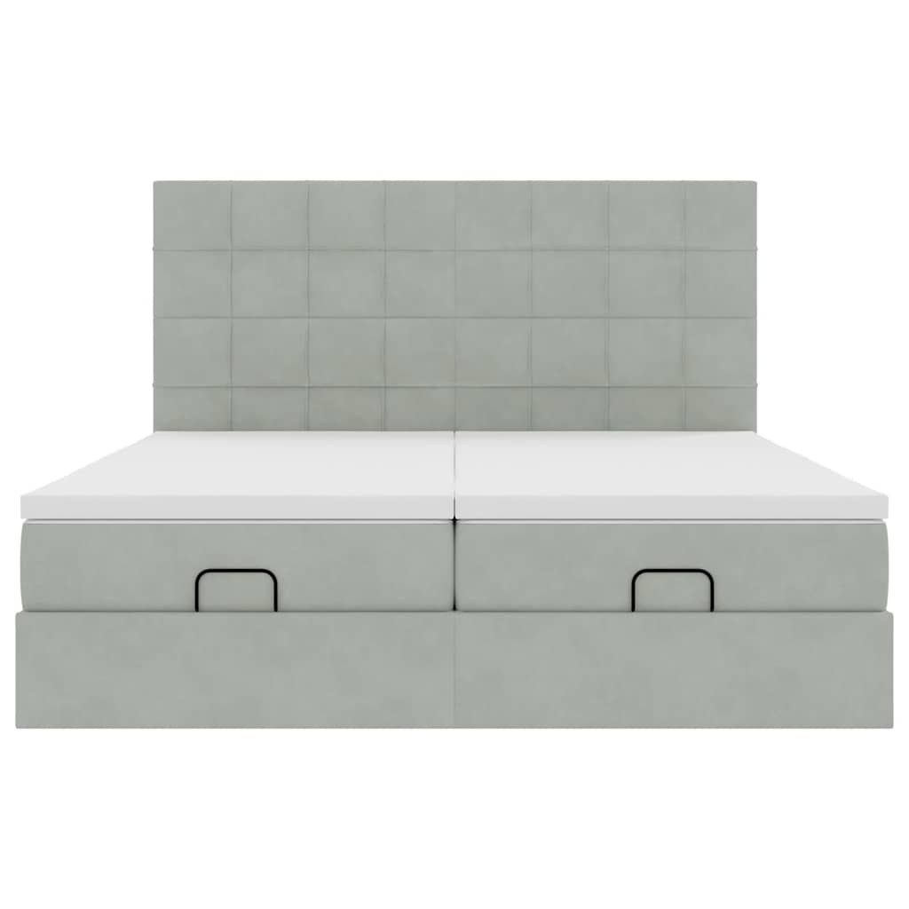 Ottoman bed met matrassen en LED's 160x200cm fluweel lichtgrijs
