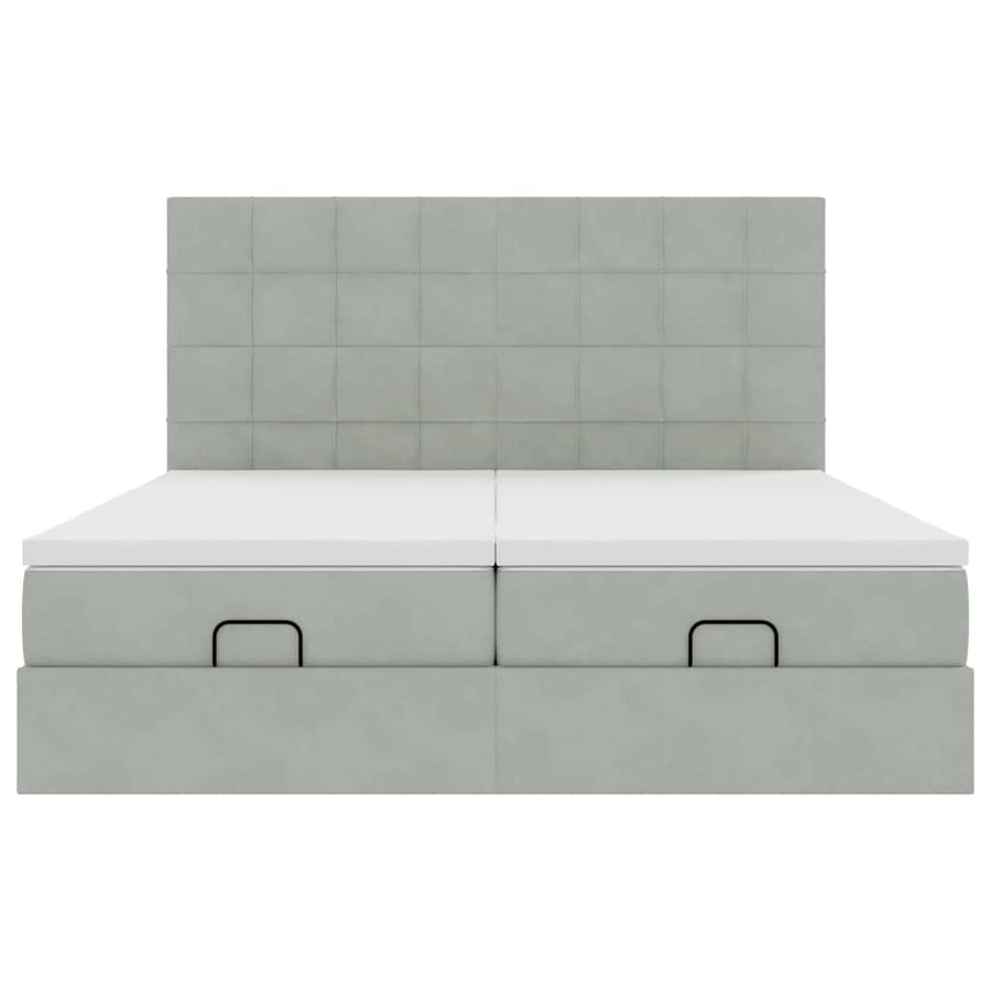 Ottoman bed met matrassen en LED's 160x200cm fluweel lichtgrijs