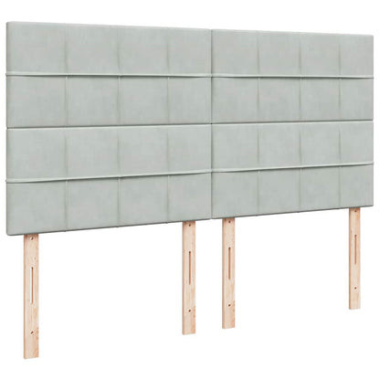 Ottoman bed met matrassen en LED's 160x200cm fluweel lichtgrijs