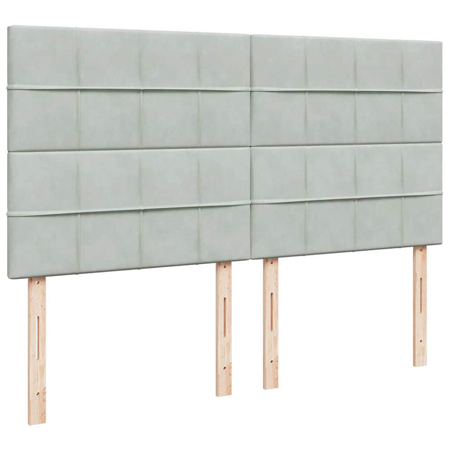 Ottoman bed met matrassen en LED's 160x200cm fluweel lichtgrijs