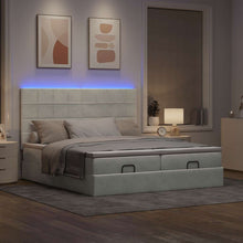 Ottoman bed met matrassen en LED's 160x200cm fluweel lichtgrijs