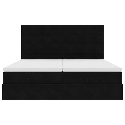 Ottoman bed met matrassen en LED's 160x200cm fluweel zwart