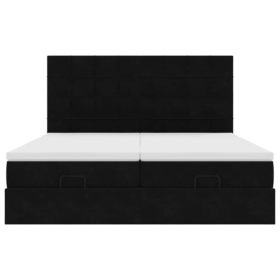 Ottoman bed met matrassen en LED's 160x200cm fluweel zwart