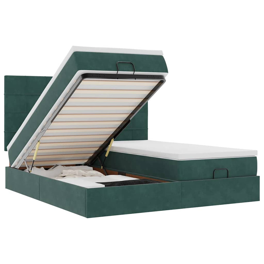 Ottoman bed met matrassen en LED's 160x200cm fluweel