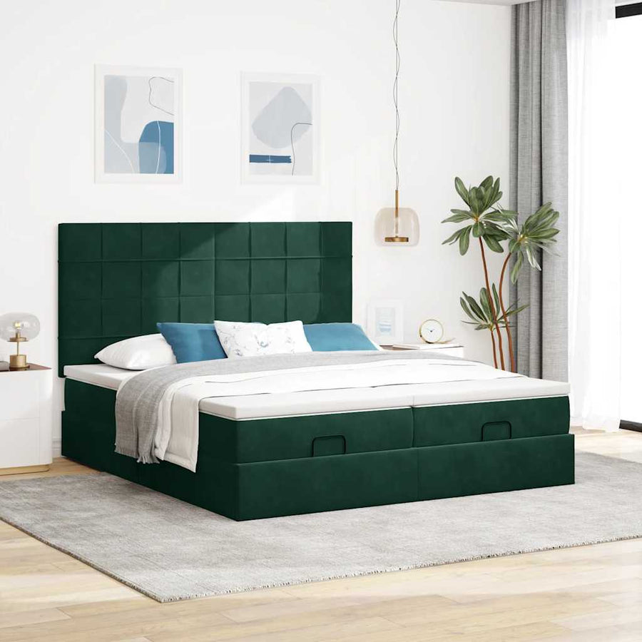 Ottoman bed met matrassen en LED's 160x200cm fluweel