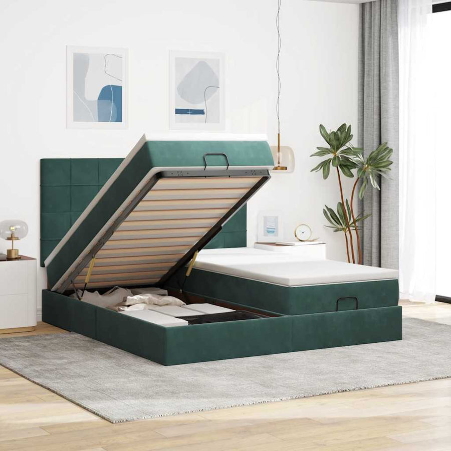 Ottoman bed met matrassen en LED's 160x200cm fluweel