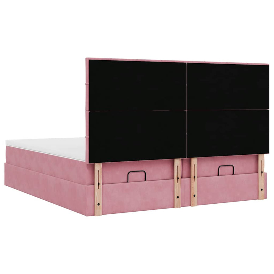 Ottoman bed met matrassen en LED's 160x200cm fluweel roze