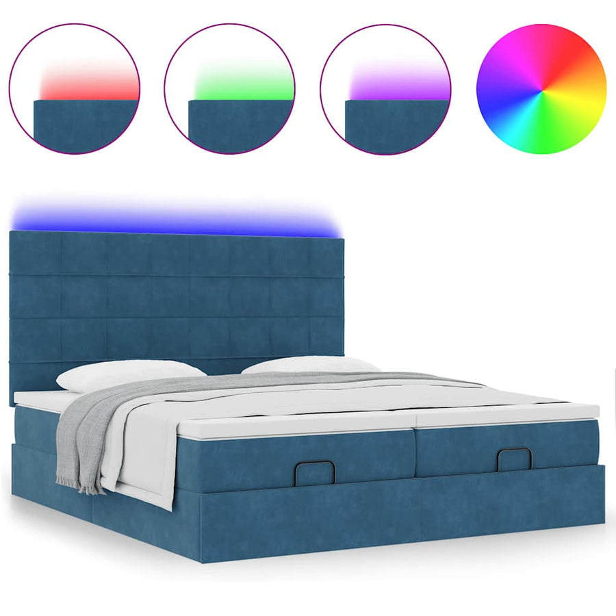 Ottoman bed met matrassen en LED's 180x200cm fluweel