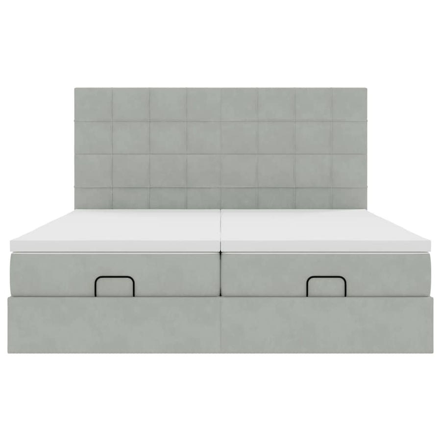Ottoman bed met matrassen en LED's 200x200cm fluweel lichtgrijs