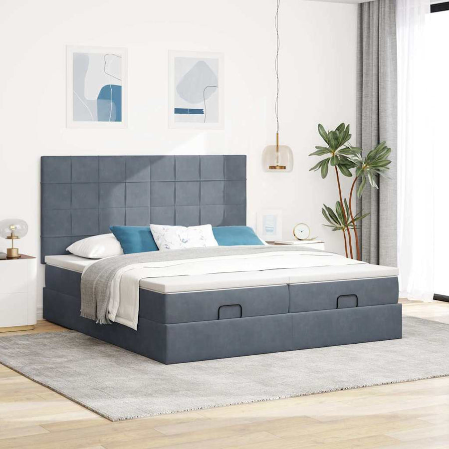 Ottoman bed met matrassen en LED's 200x200cm fluweel