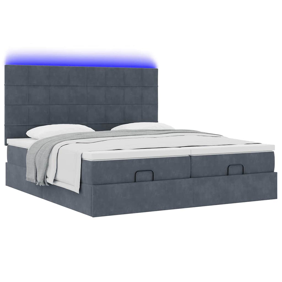Ottoman bed met matrassen en LED's 200x200cm fluweel