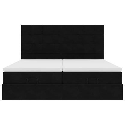 Ottoman bed met matrassen en LED's 200x200cm fluweel zwart