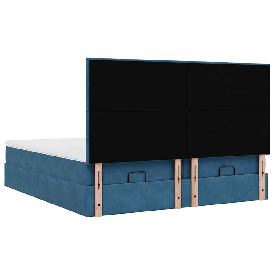 Bed poef met matrassen en leds 200x200 cm fluweel donkerblauw