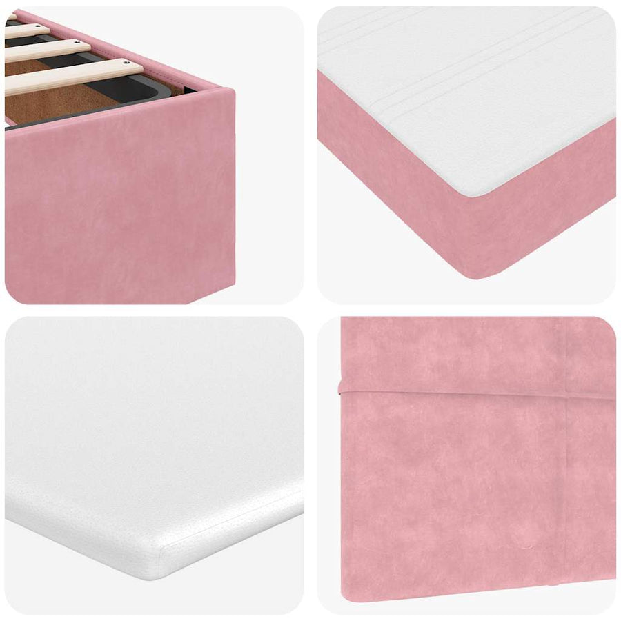 Ottoman bed met matrassen en LED's 200x200cm fluweel roze