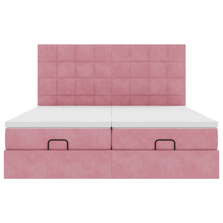 Ottoman bed met matrassen en LED's 200x200cm fluweel roze