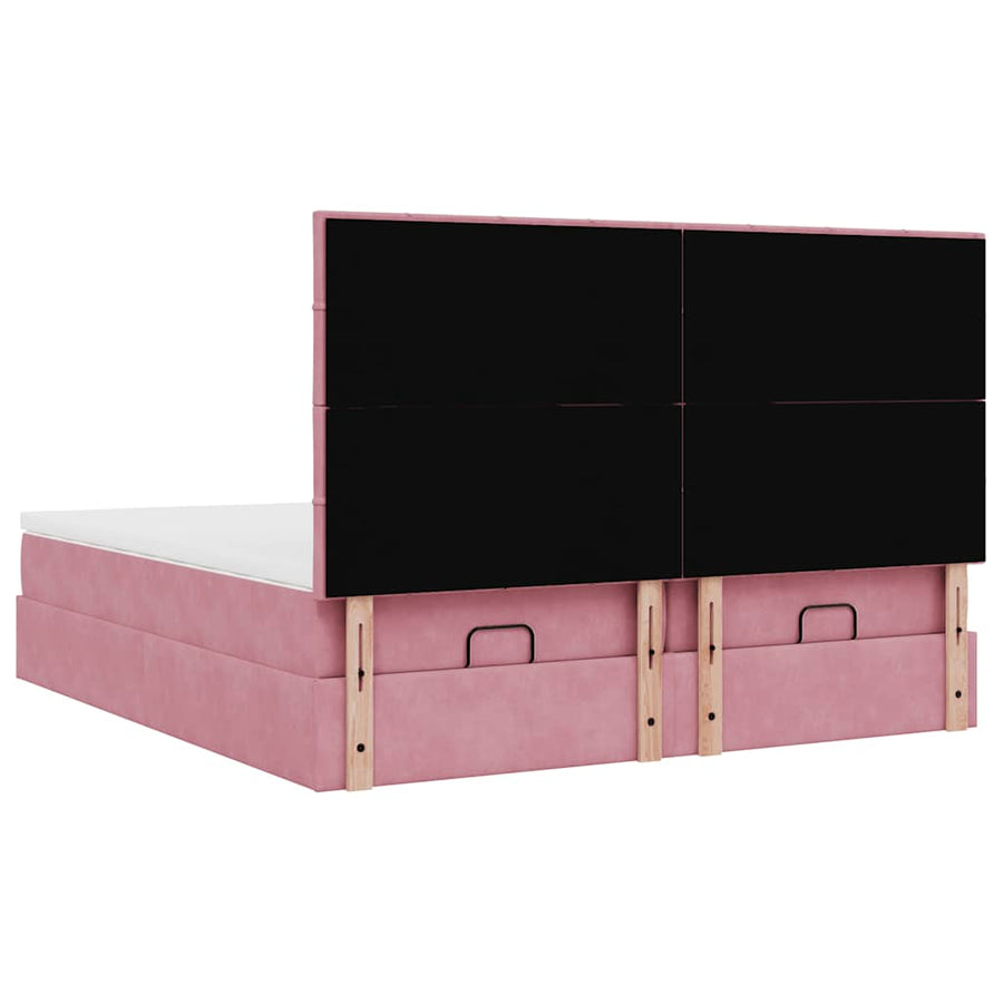 Ottoman bed met matrassen en LED's 200x200cm fluweel roze