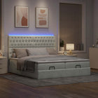 Ottoman bed with mattresses and LEDs 160x200cm velvet light grey