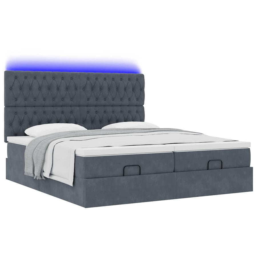 Ottoman bed met matrassen en LED's 160x200cm fluweel